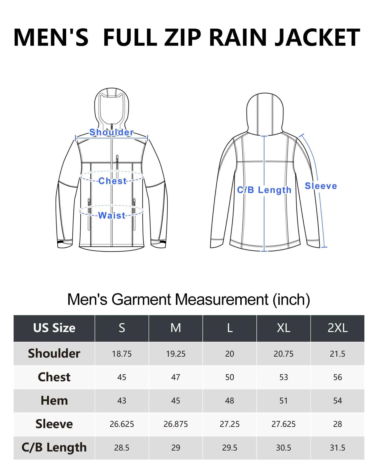 1.39 lbs 10000mm W/P Index 10000 Level Breathable Men's Packable Rain Jacket with 4 Multi Pockets