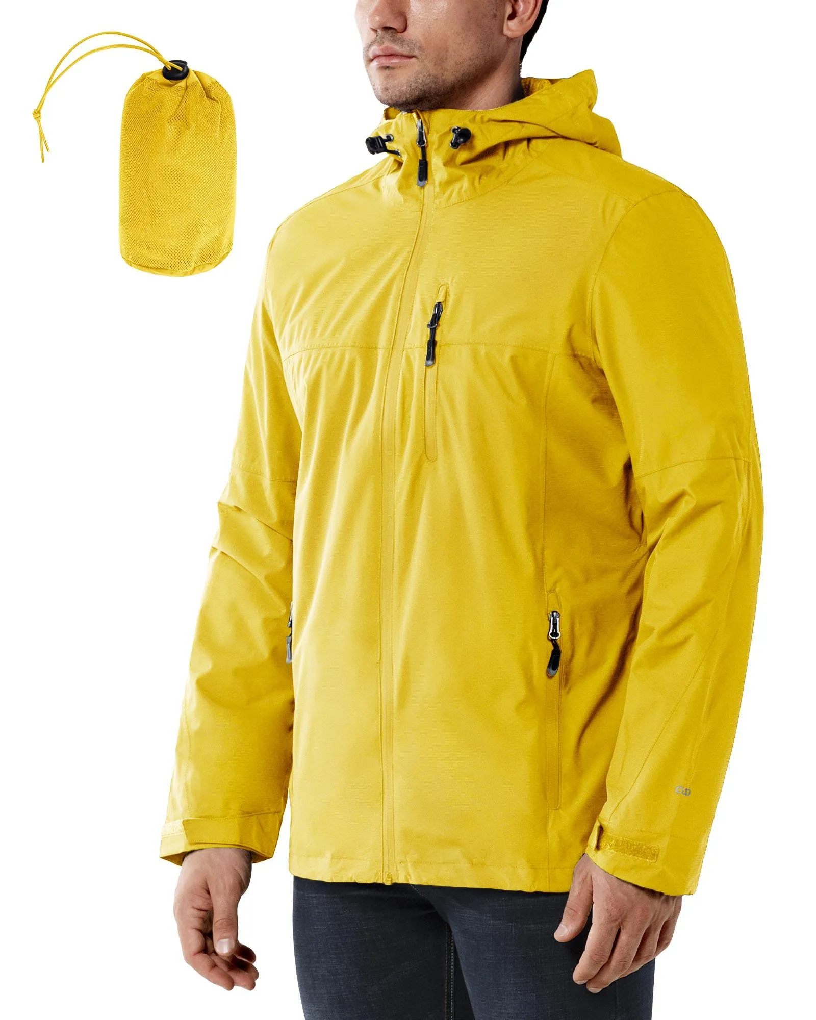 1.39 lbs 10000mm W/P Index 10000 Level Breathable Men's Packable Rain Jacket with 4 Multi Pockets