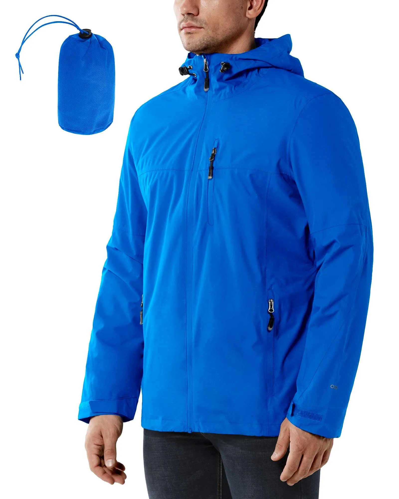 1.39 lbs 10000mm W/P Index 10000 Level Breathable Men's Packable Rain Jacket with 4 Multi Pockets