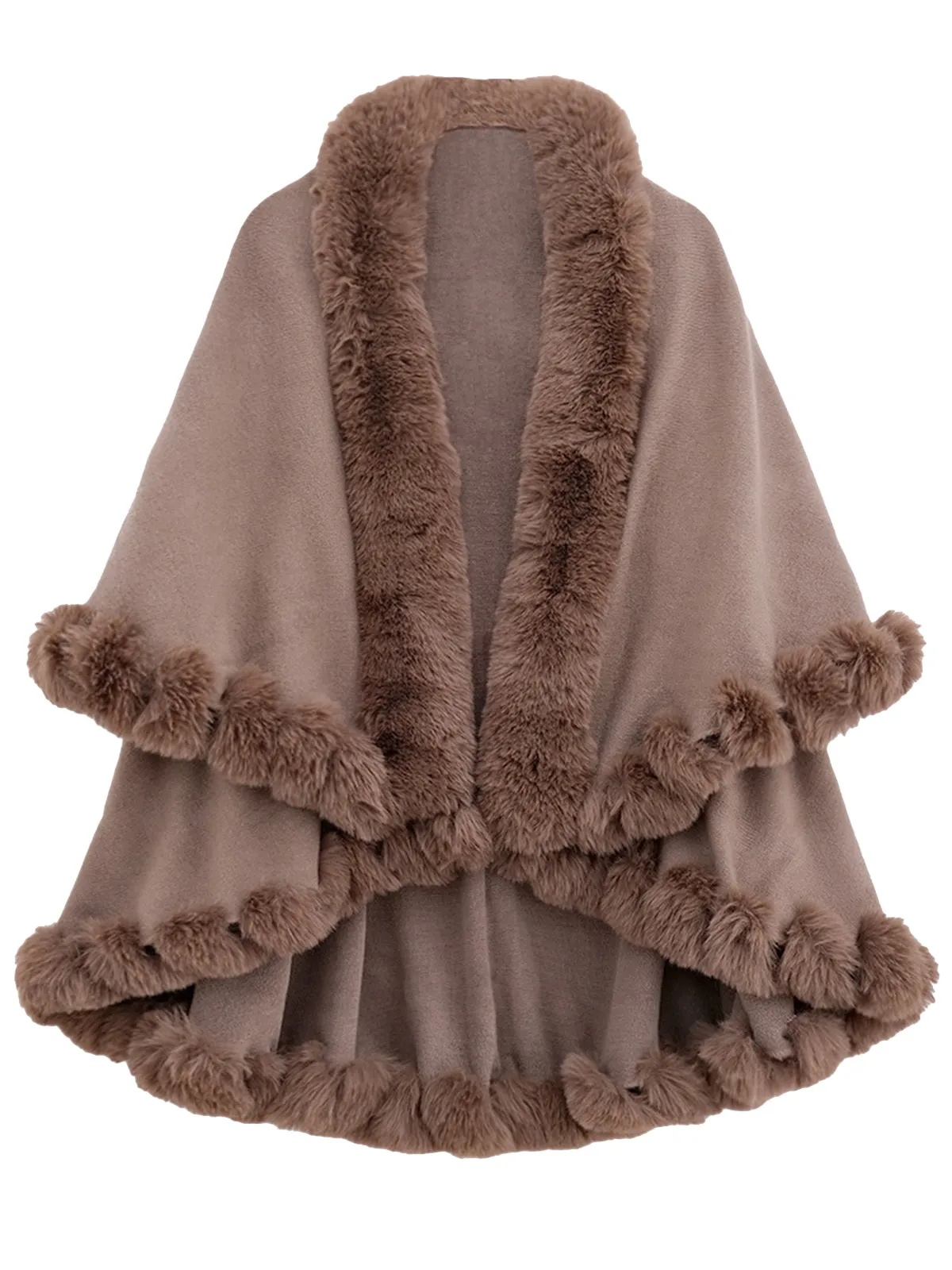 1950s Fur Collar Double Layer Cape Shawl