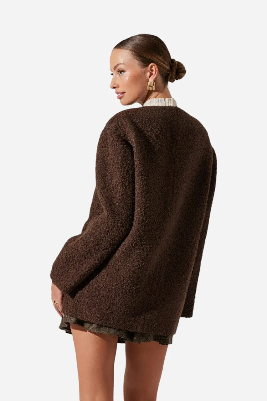 ASTR the Label Maidy Boucle V-Neck Coat Brown