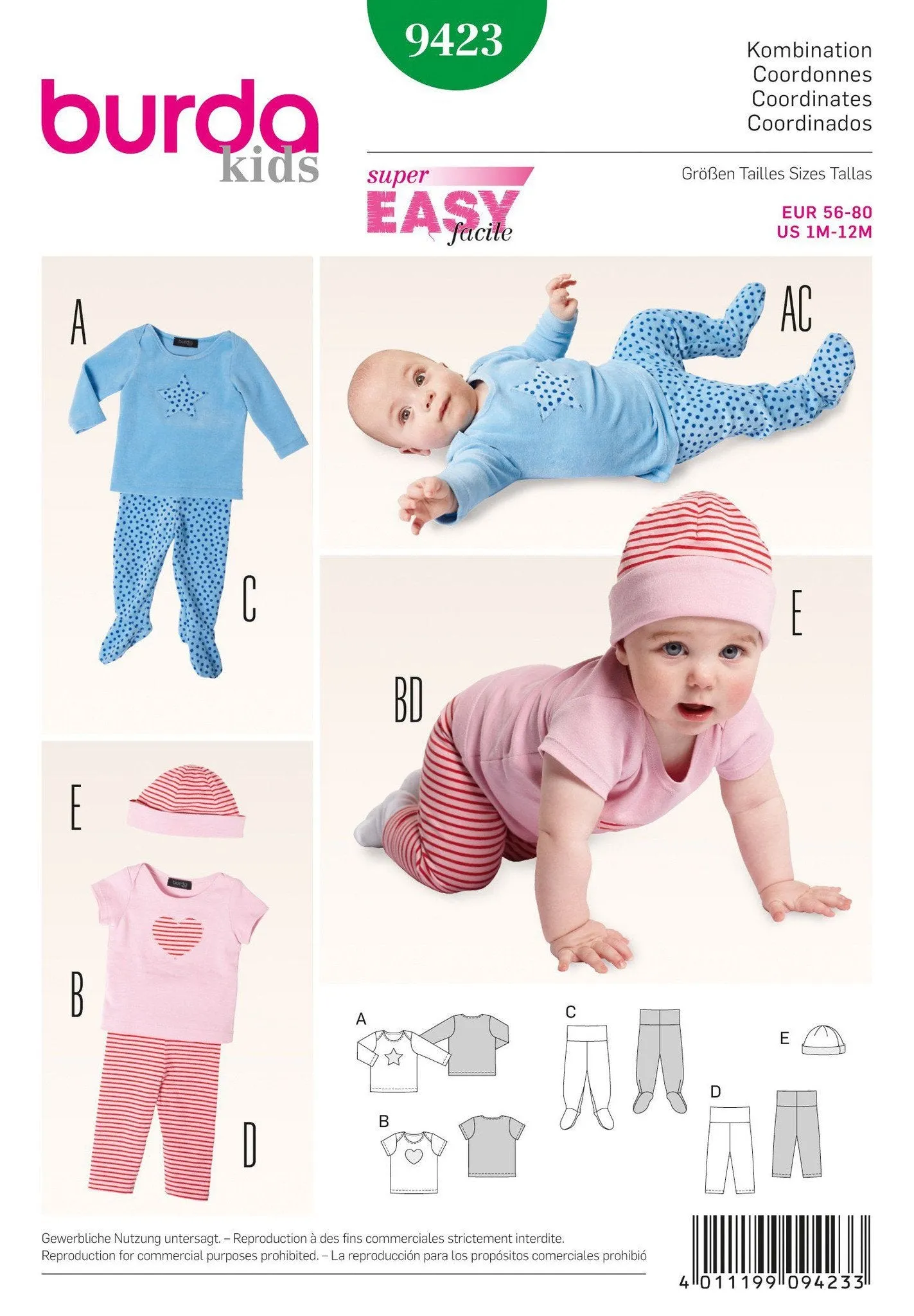 BD9423 Burda Sewing Pattern Babies' Outfit