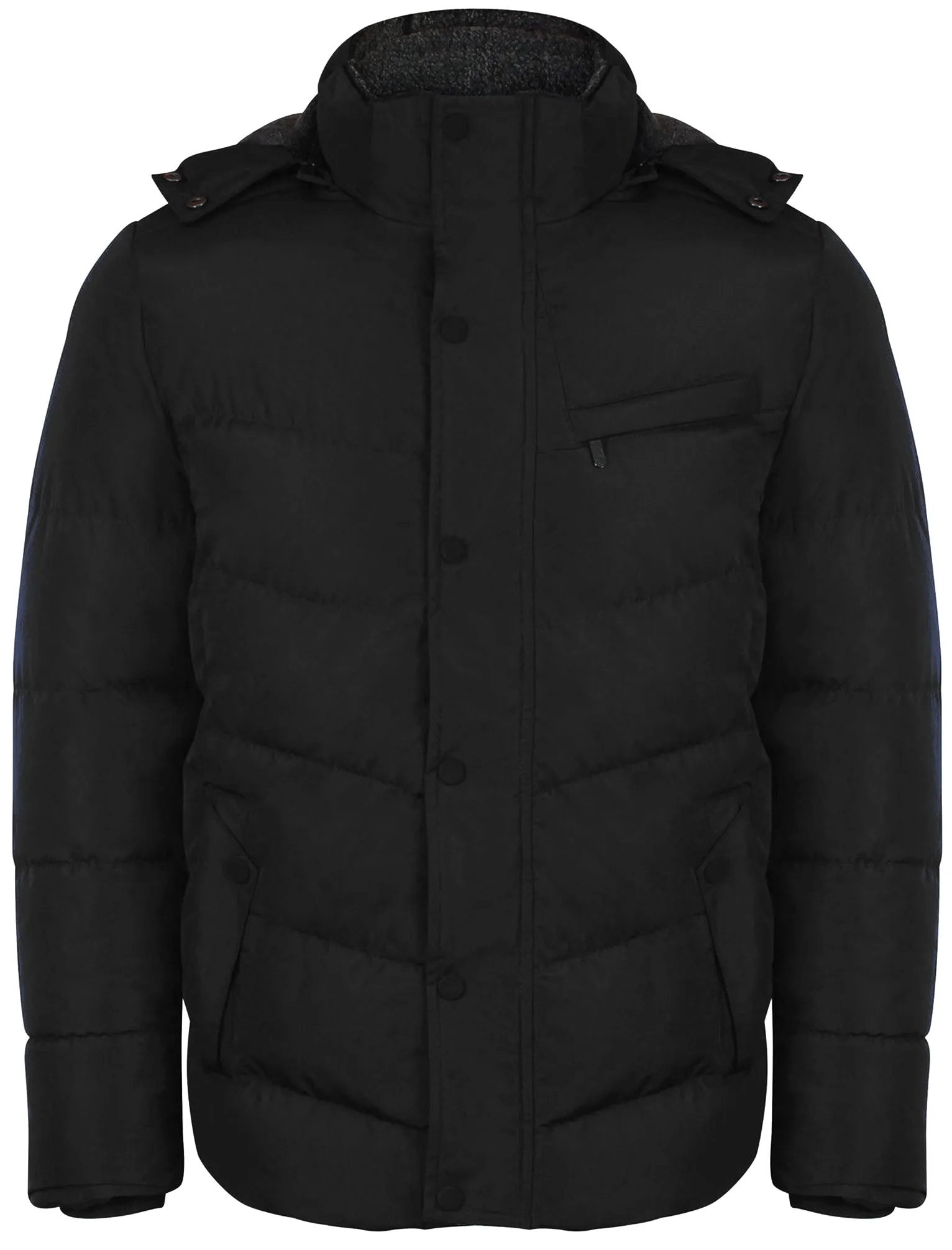 Bennett Quilted Coat with Detachable Sherpa Lined Hood in Black - Dissident