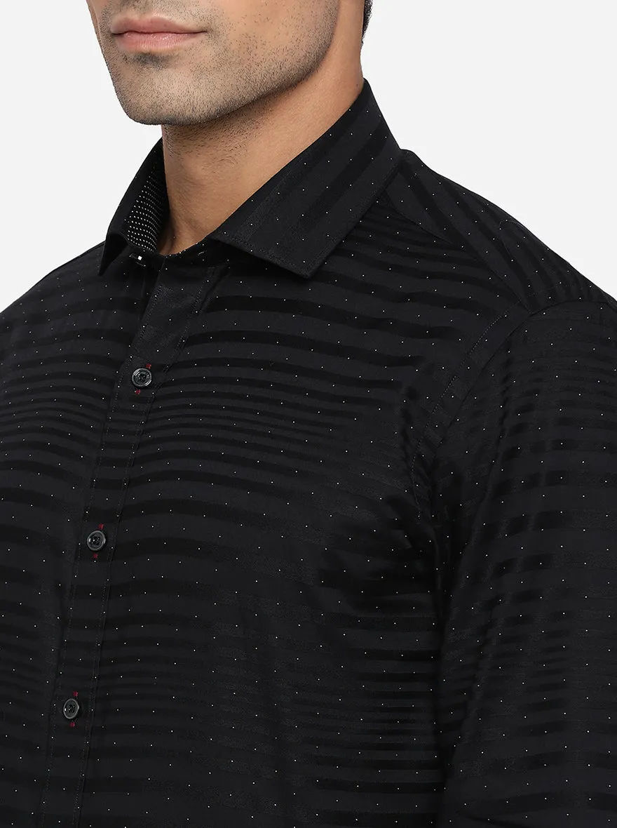 Black Striped Slim Fit Party Wear Shirt | JB Studio