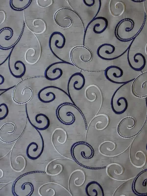 Blue Embroidered Waistcoat Fabric - Manhattan