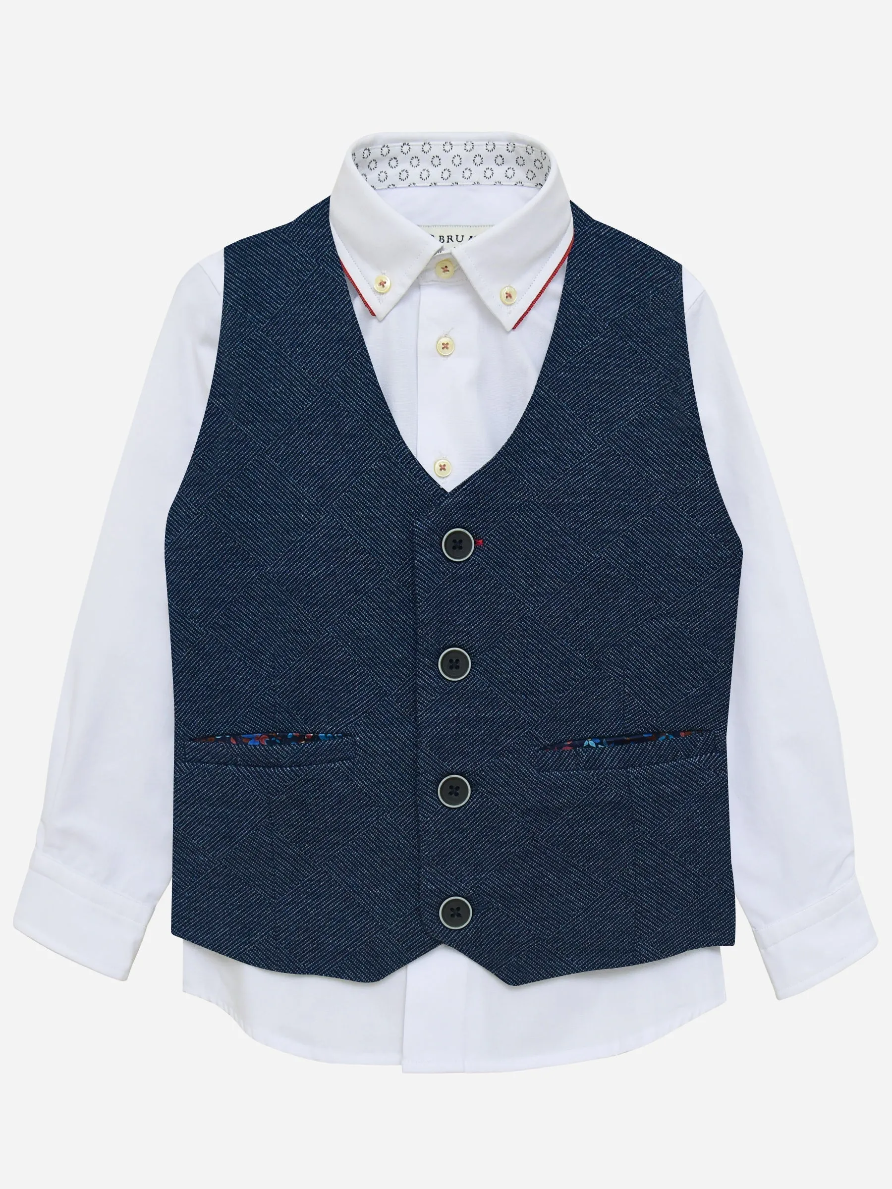 Blue Patterned Suit Waistcoat