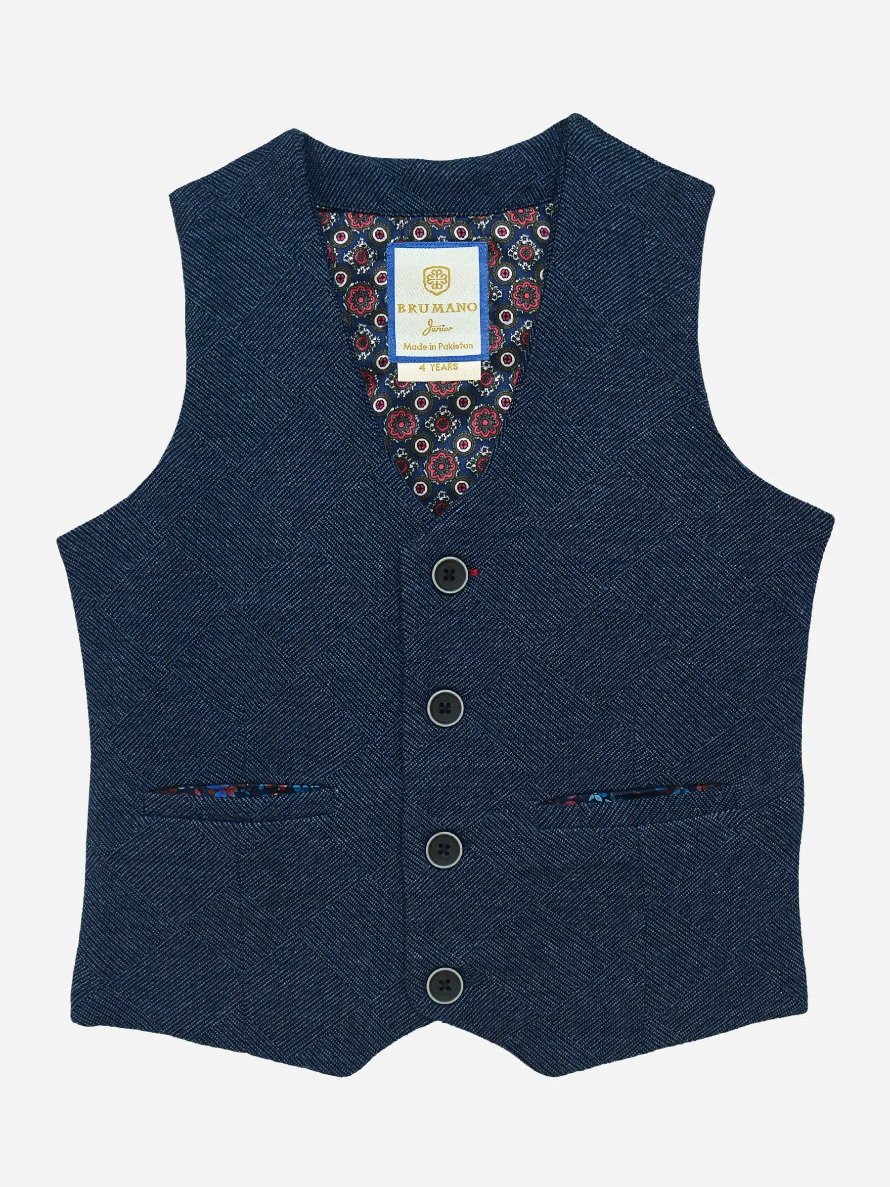 Blue Patterned Suit Waistcoat