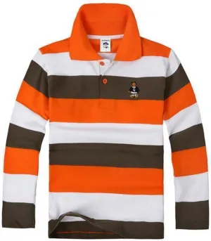 Boys Striped Cotton T-Shirts, Brown