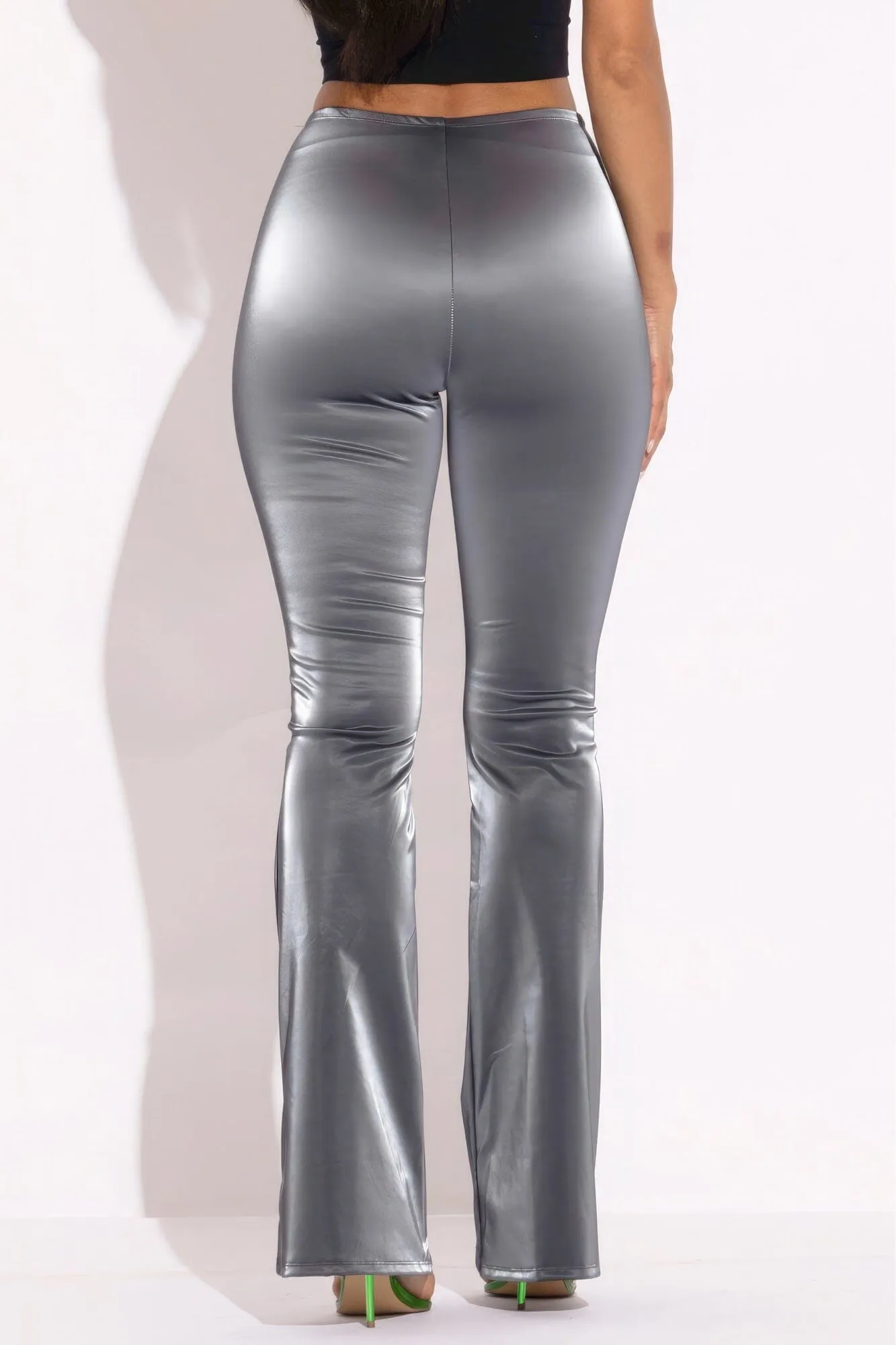 Charcoal Grey Velvet Flared Pants