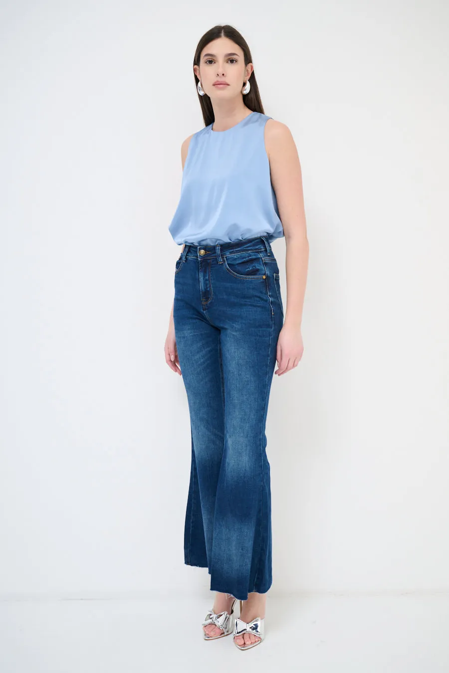 Classic denim flared pants wholesale