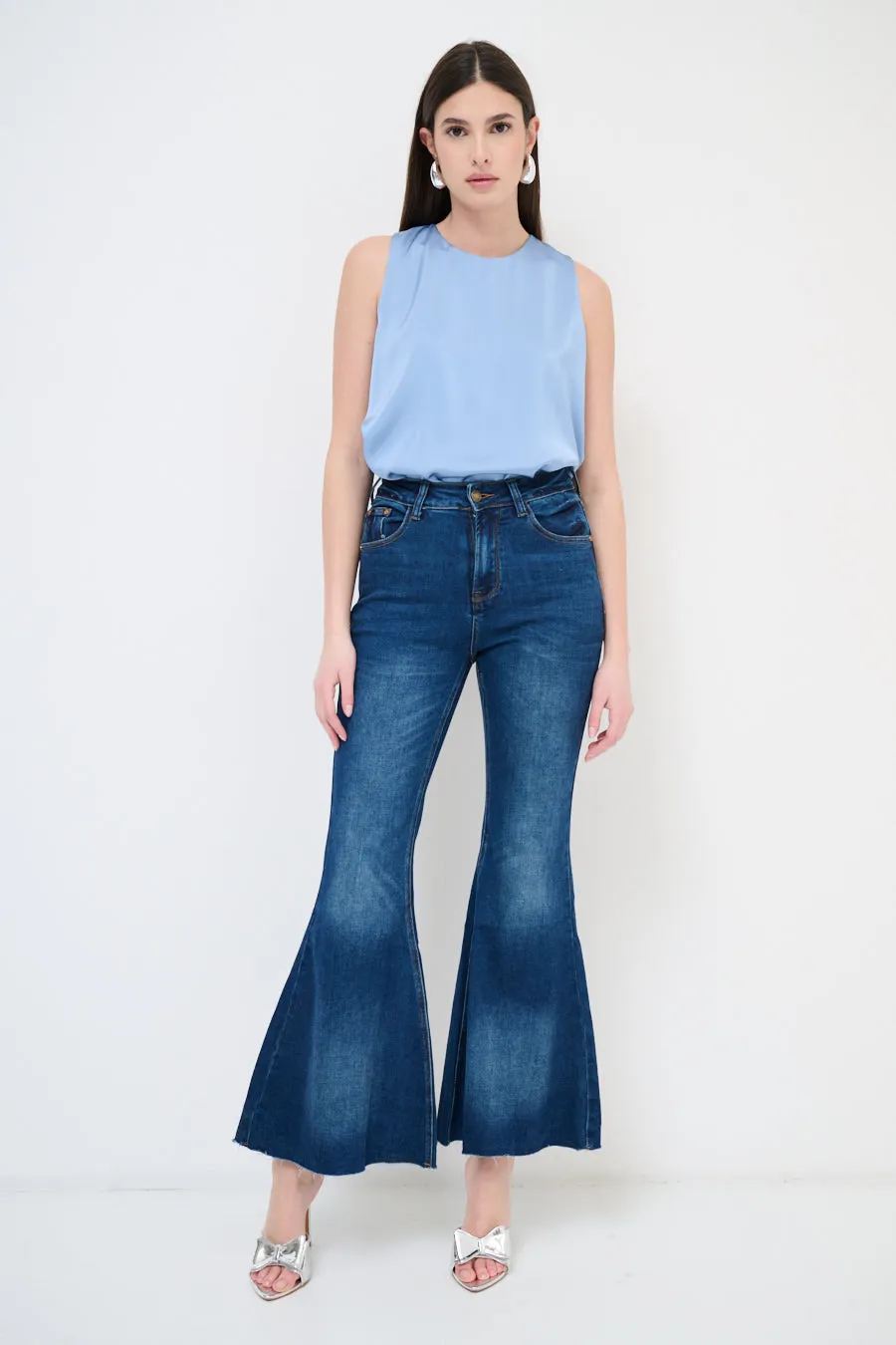 Classic denim flared pants wholesale