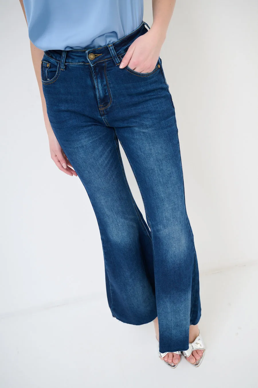 Classic denim flared pants wholesale