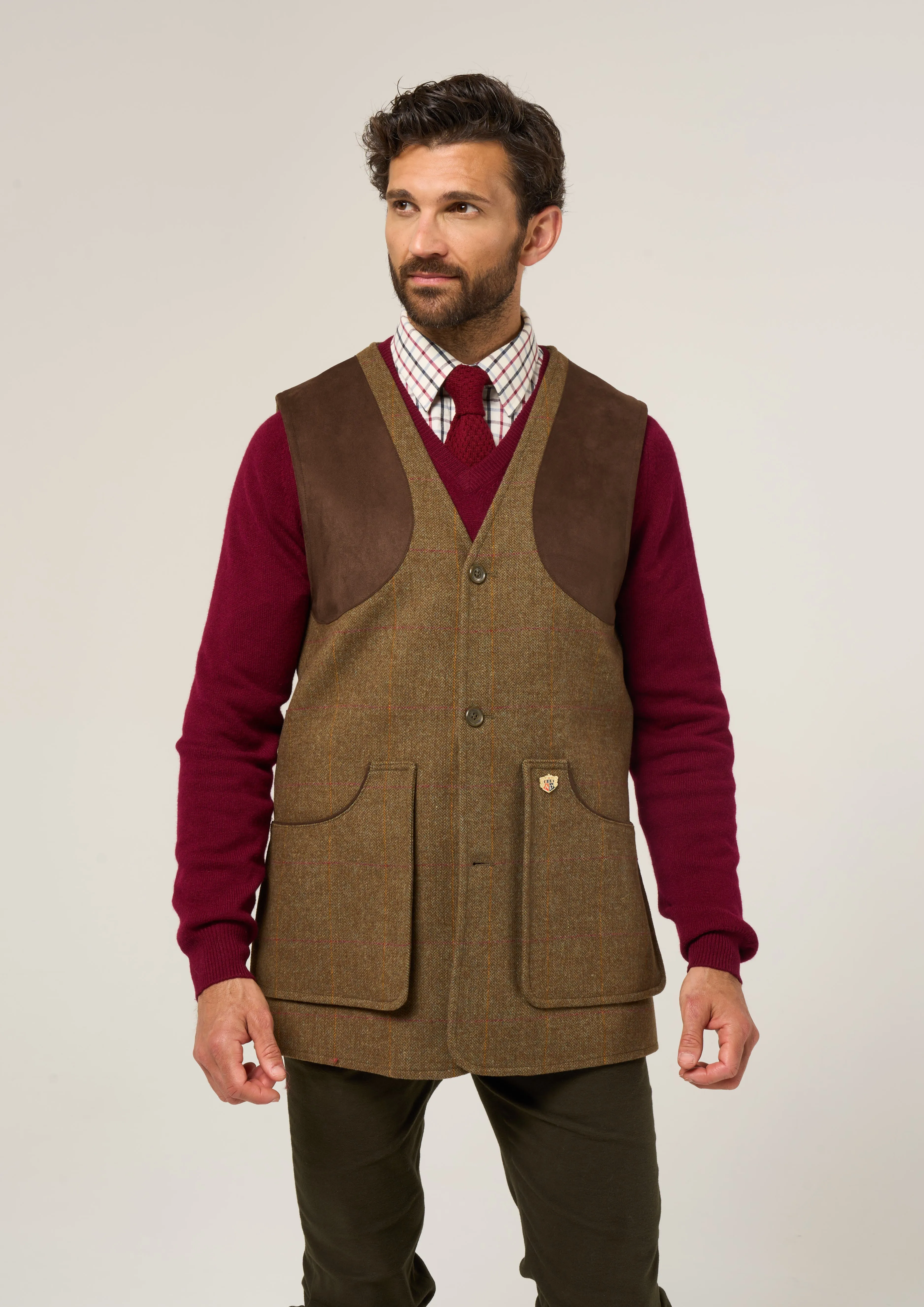 Combrook Men's Tweed Shooting Waistcoat in Hawthorn - Shooting Fit