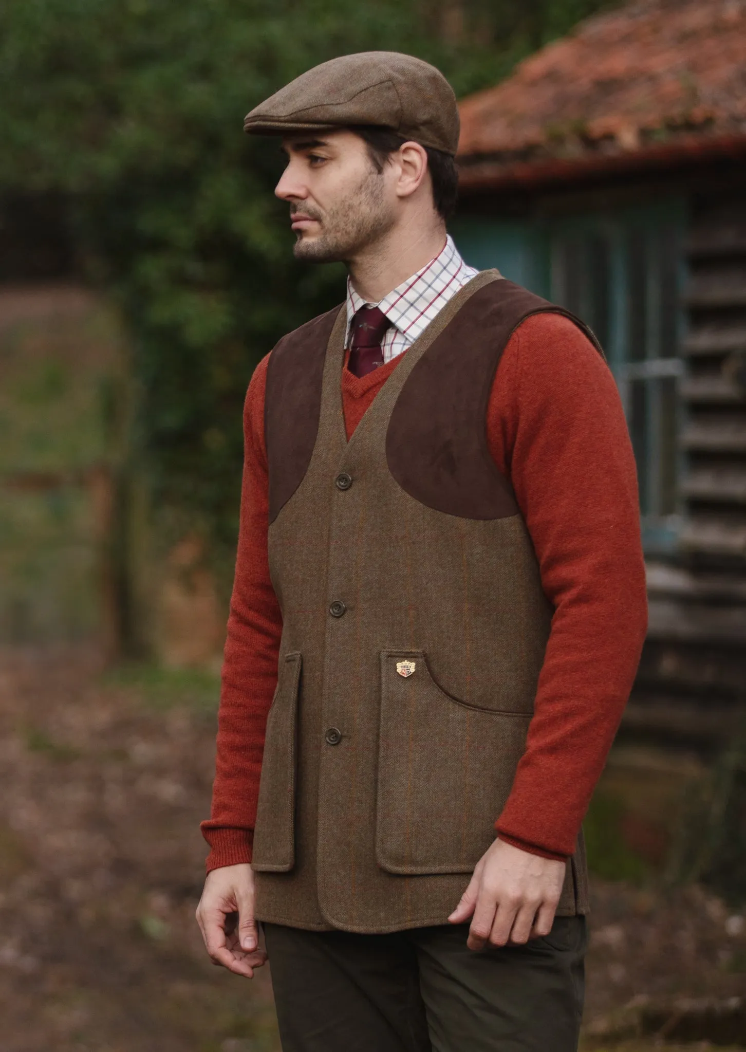 Combrook Men's Tweed Shooting Waistcoat in Hawthorn - Shooting Fit