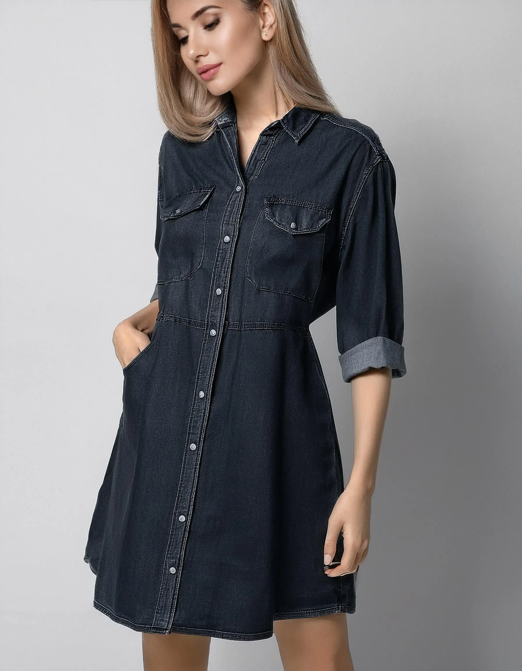 Dark Denim Shirt Dress