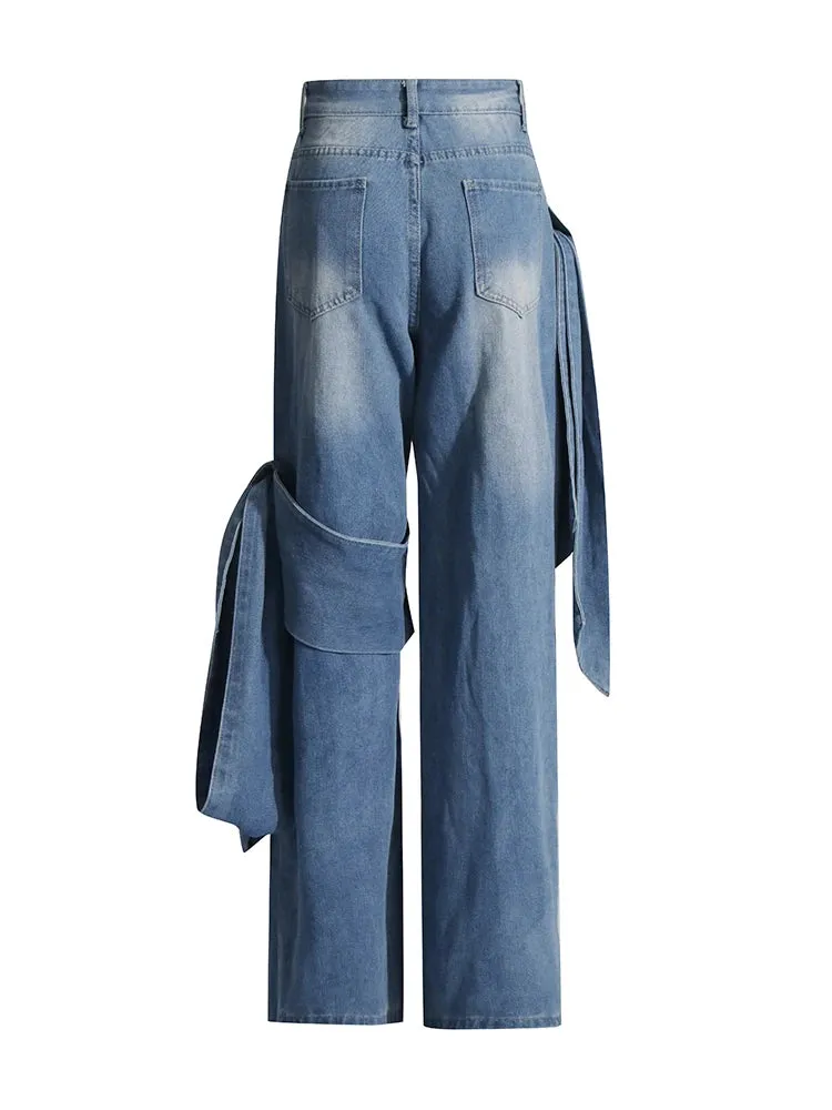 Designer Patchwork Bowknot Jeans