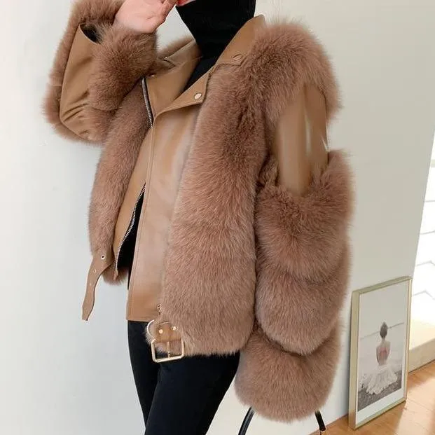 Double-faced Fur Moto & Biker Coat