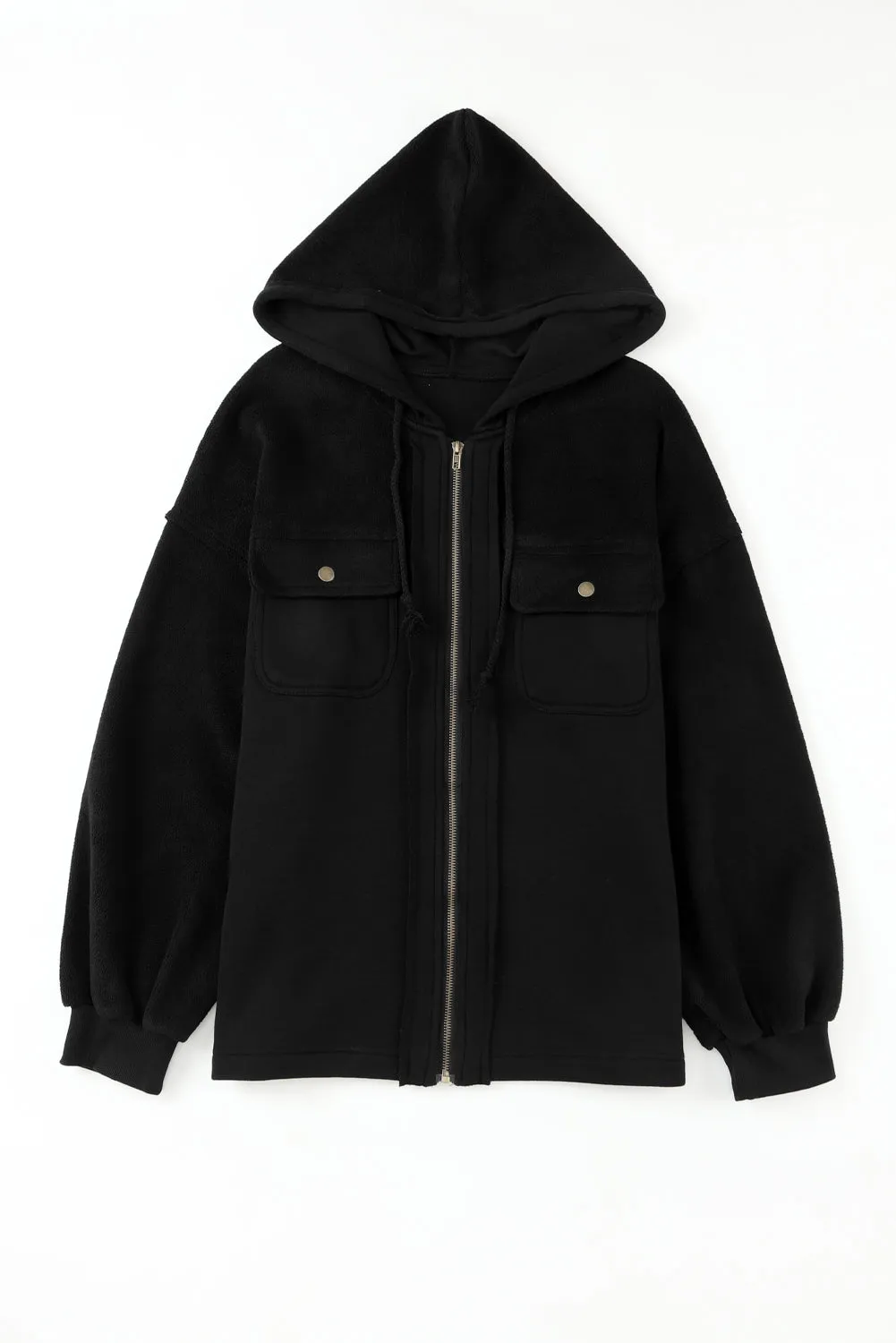 Drawstring Hood Zip Up Jacket