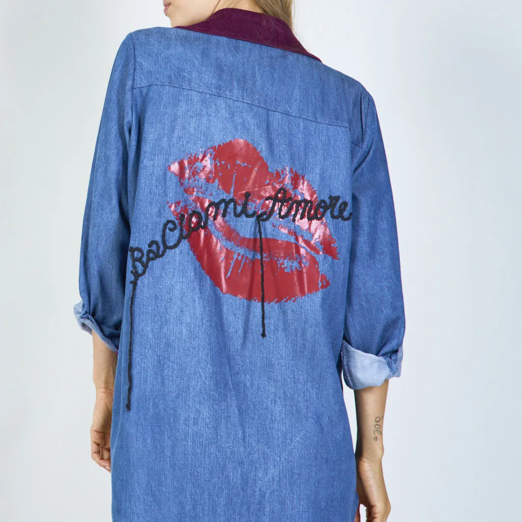 Dual-tone denim shirt wholesale