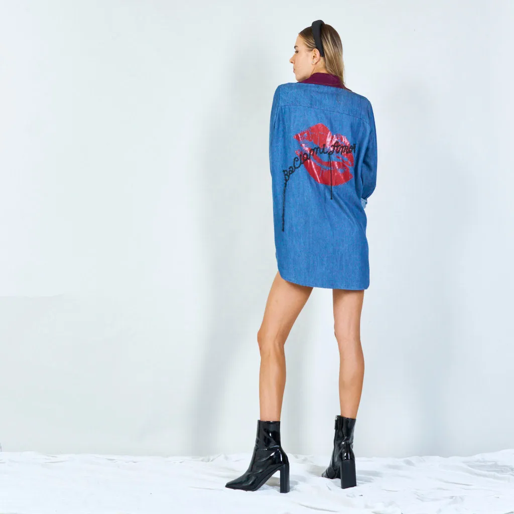 Dual-tone denim shirt wholesale