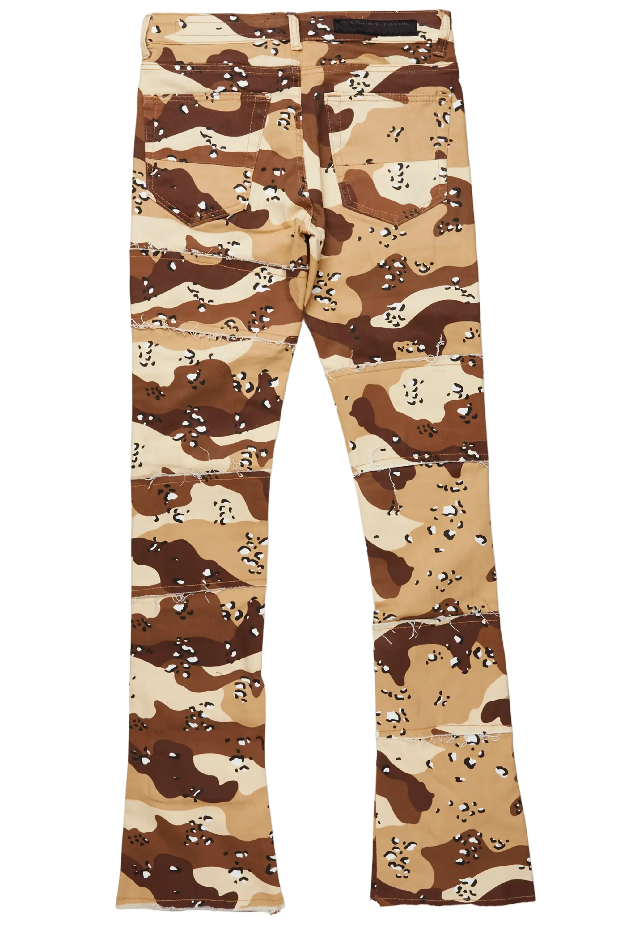 Duggar Beige Camo Cargo Stacked Flare Jean