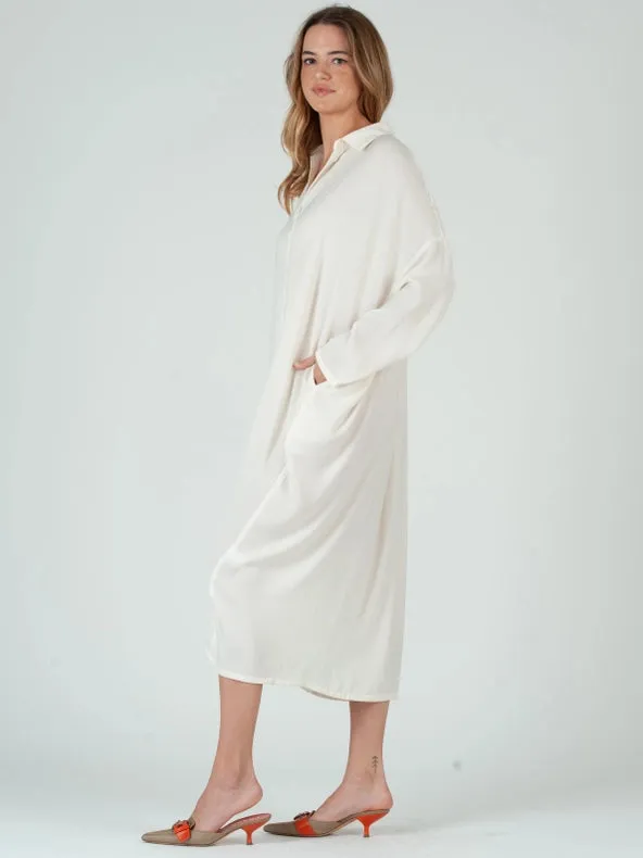 Ellie Boho Maxi Shirt Dress-Ivory