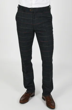 Eton Navy Check Tweed Trouser