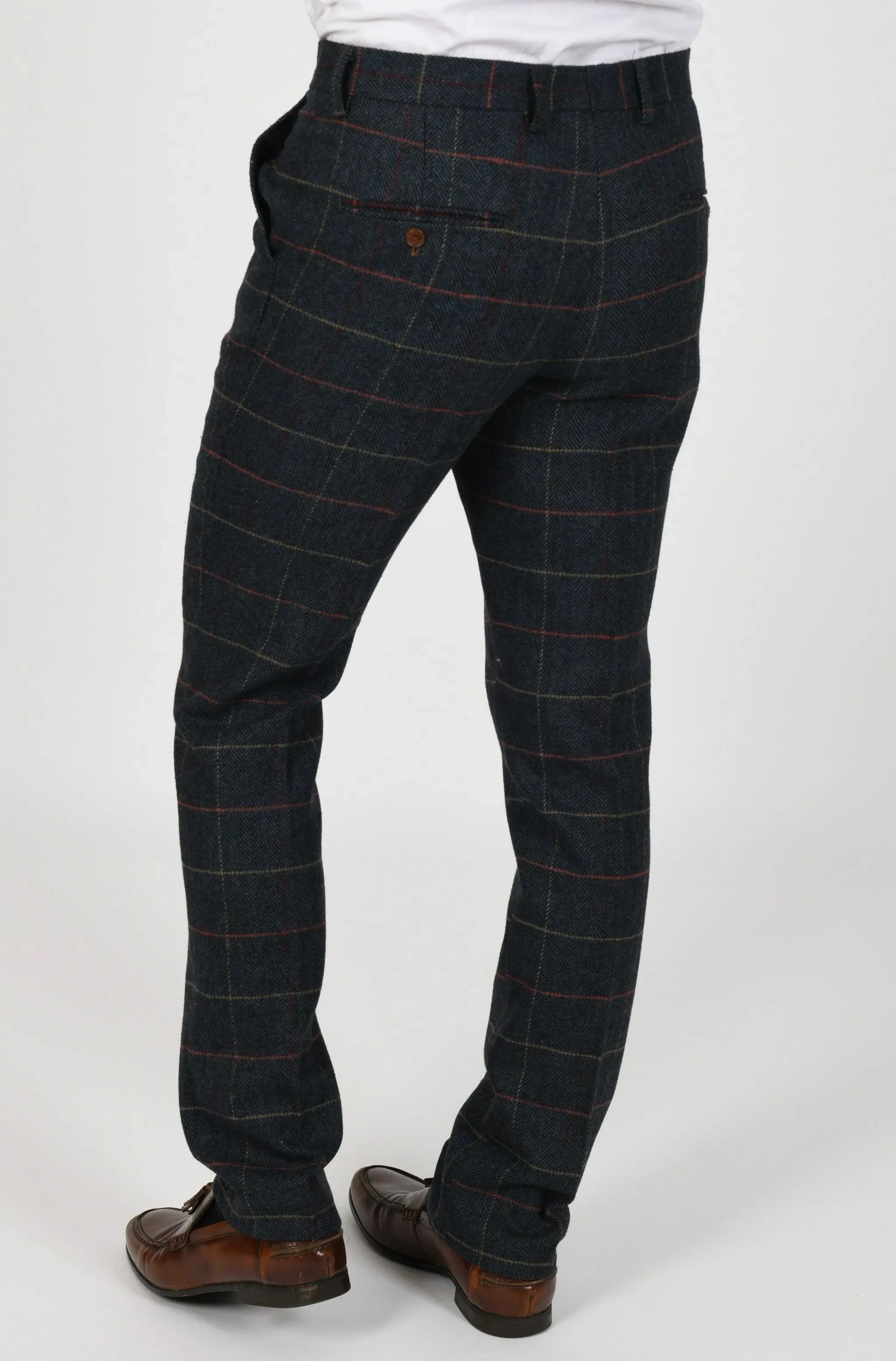 Eton Navy Check Tweed Trouser