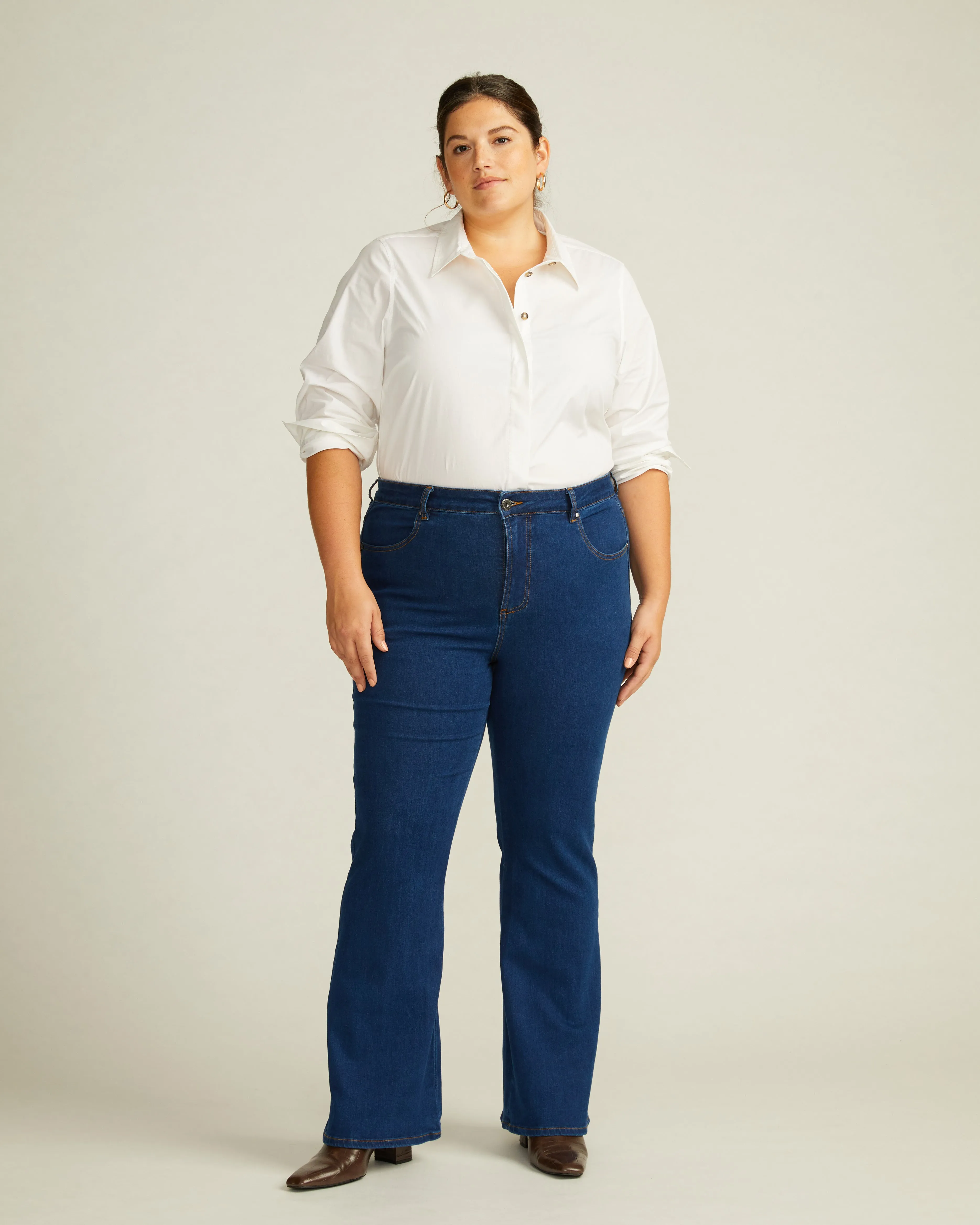 Farrah High Rise Flared Jeans - Pure Blue