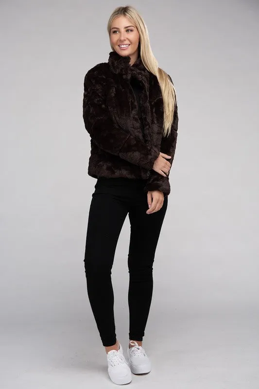 Fluffy Zip-Up Sweater Jacket - online exclusive