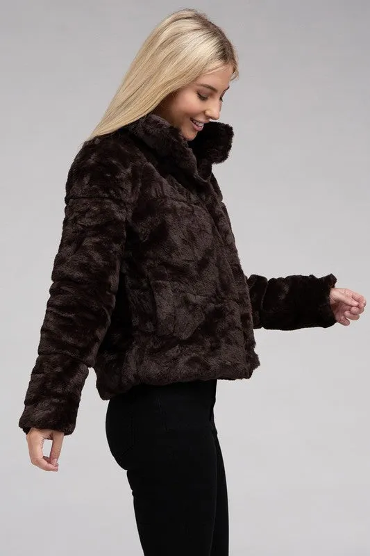 Fluffy Zip-Up Sweater Jacket - online exclusive