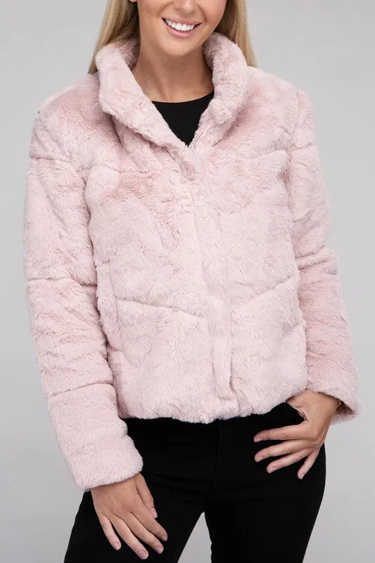 Fluffy Zip-Up Sweater Jacket - online exclusive