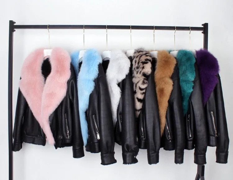 Fox Fur Collar Motorcycle Coats