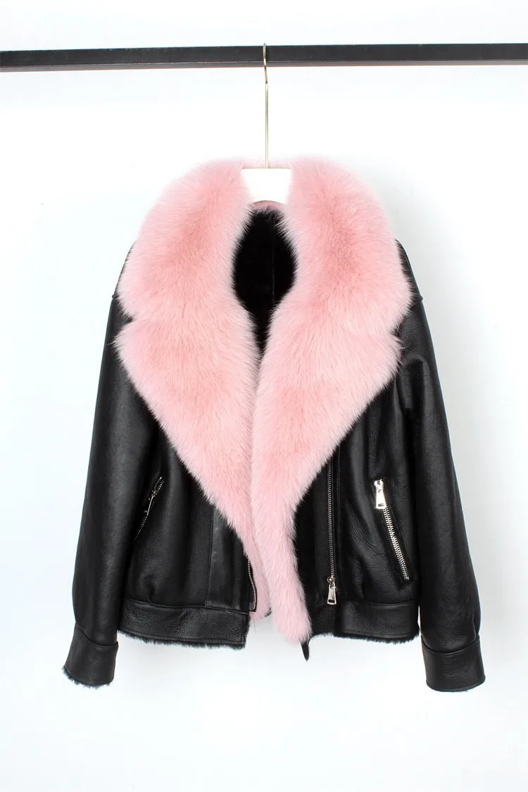 Fox Fur Collar Motorcycle Coats