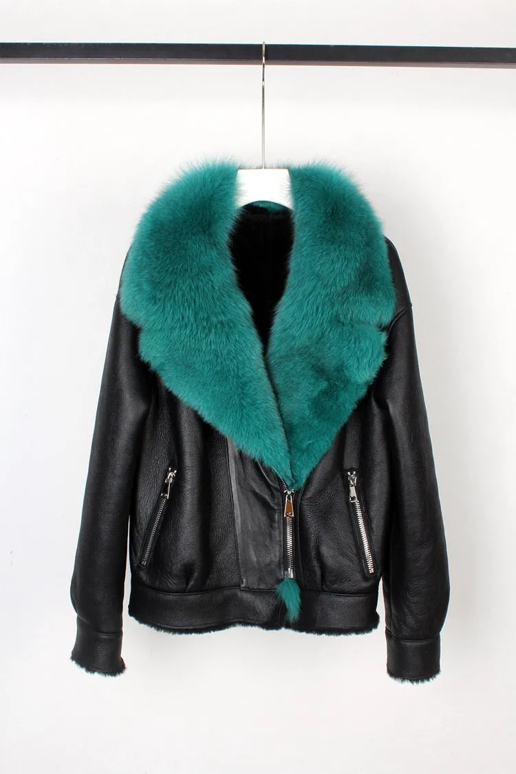 Fox Fur Collar Motorcycle Coats