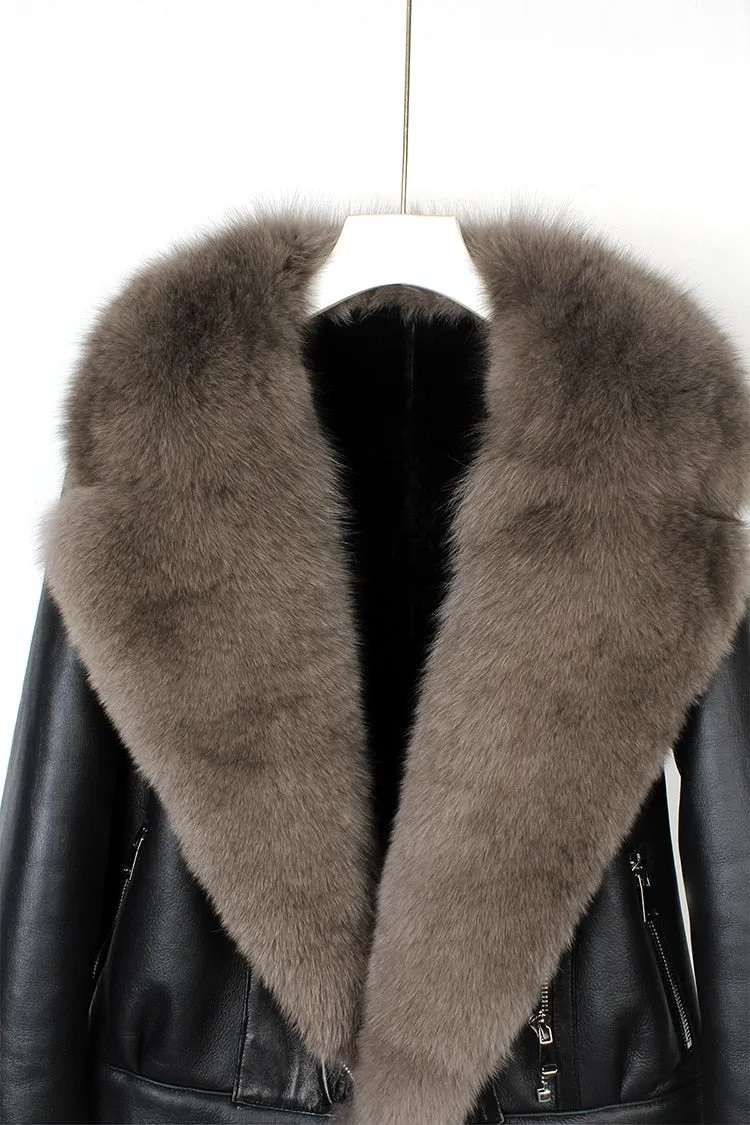 Fox Fur Collar Motorcycle Coats