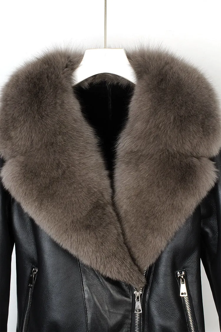 Fox Fur Collar Motorcycle Coats