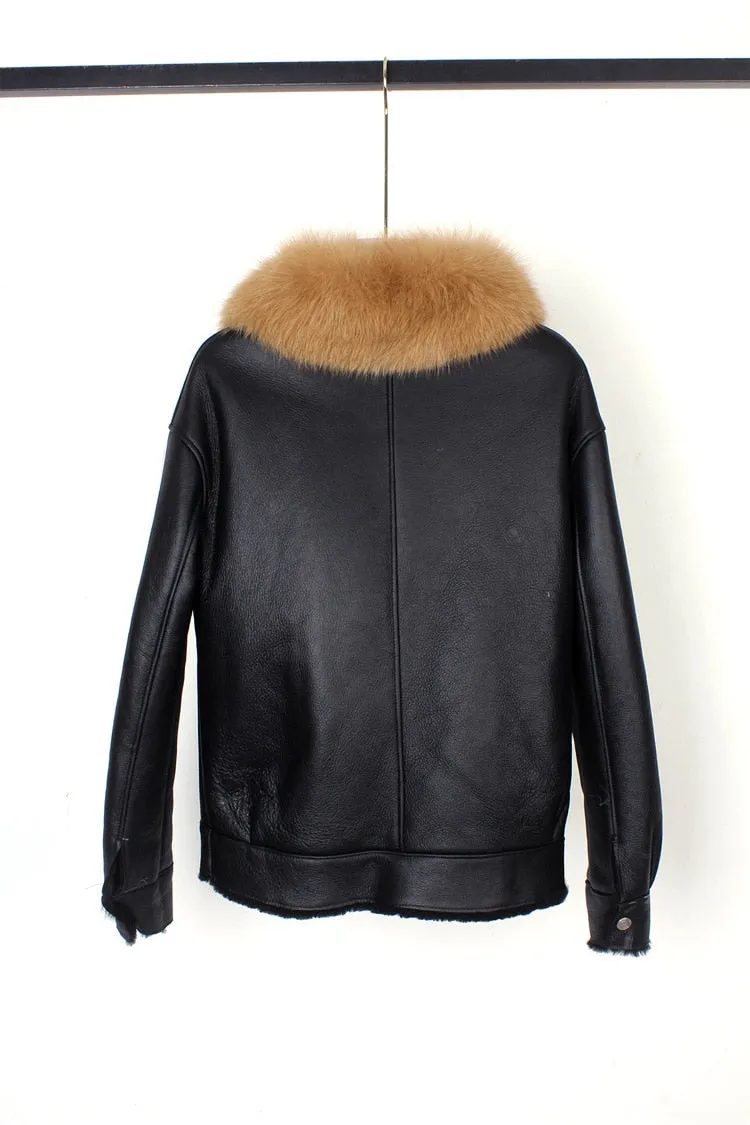 Fox Fur Collar Motorcycle Coats