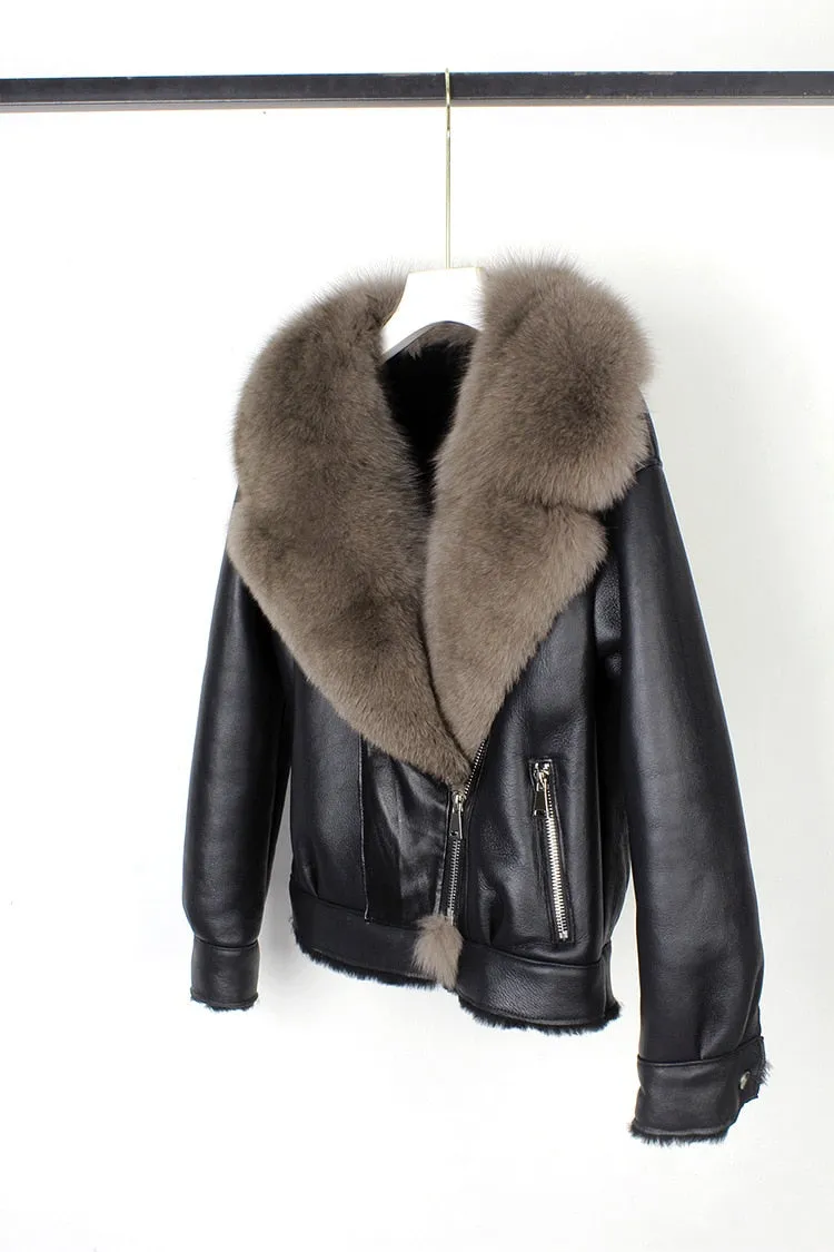 Fox Fur Collar Motorcycle Coats