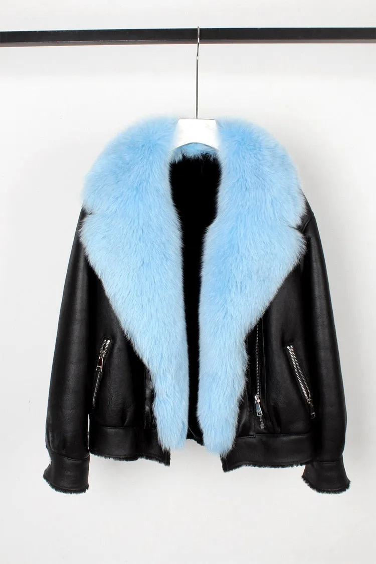 Fox Fur Collar Motorcycle Coats