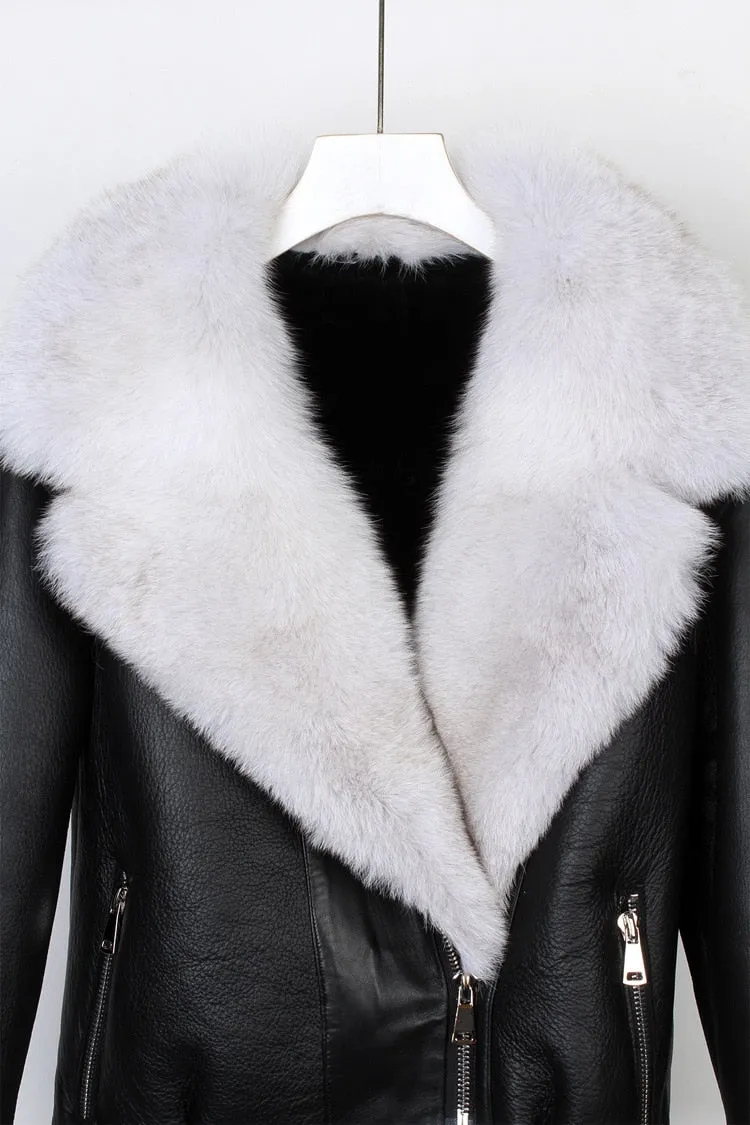 Fox Fur Collar Motorcycle Coats