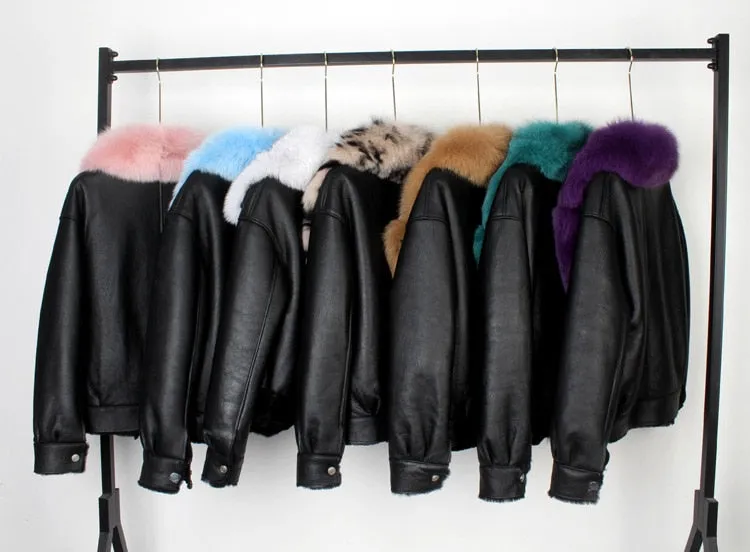 Fox Fur Collar Motorcycle Coats