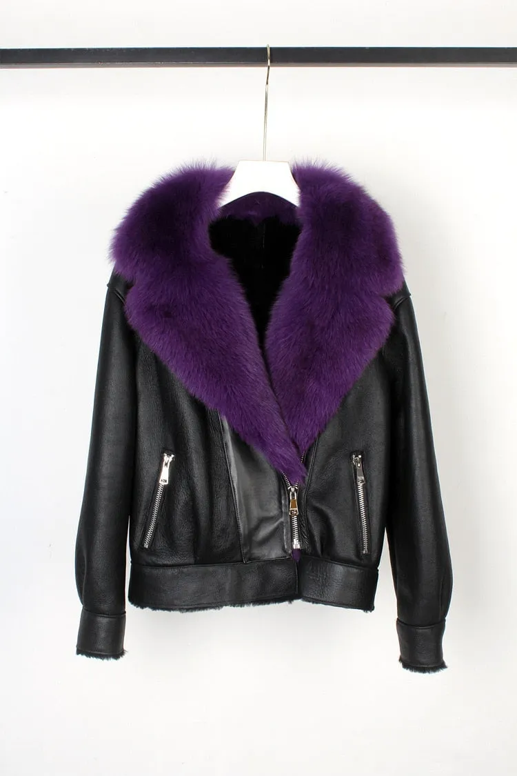 Fox Fur Collar Motorcycle Coats