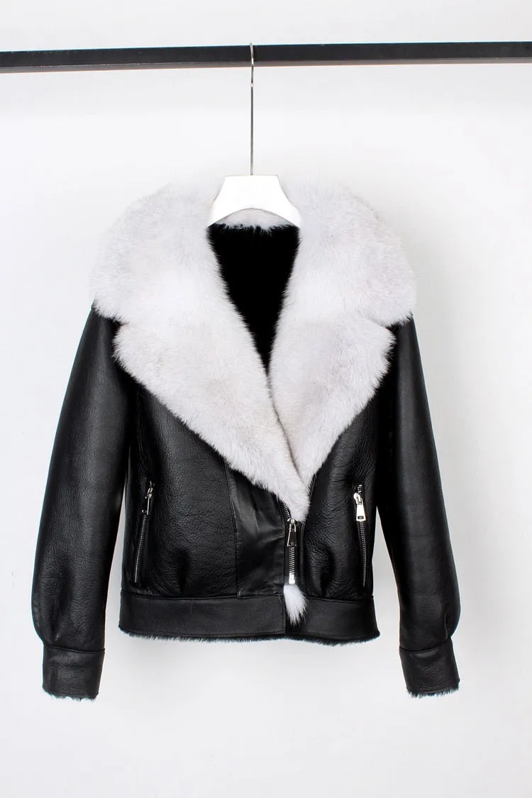 Fox Fur Collar Motorcycle Coats