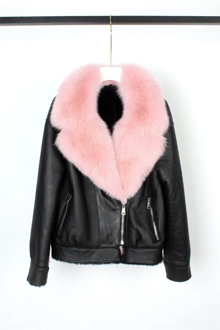 Fox Fur Collar Motorcycle Coats