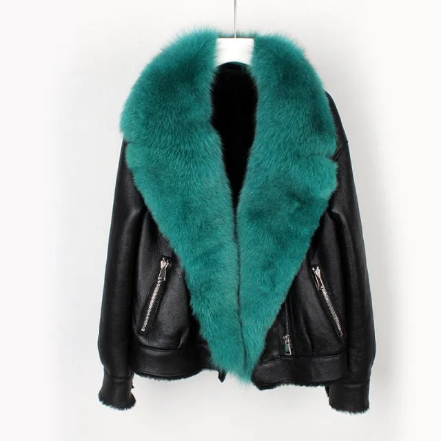 Fox Fur Collar Motorcycle Coats