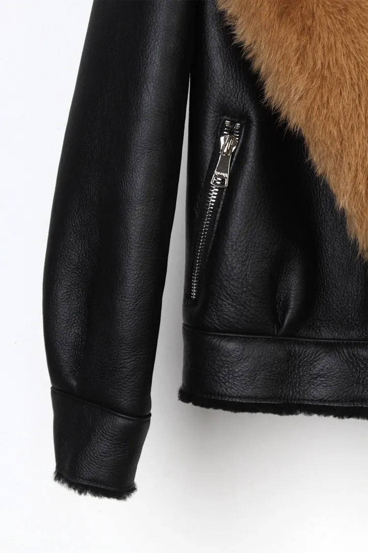 Fox Fur Collar Motorcycle Coats