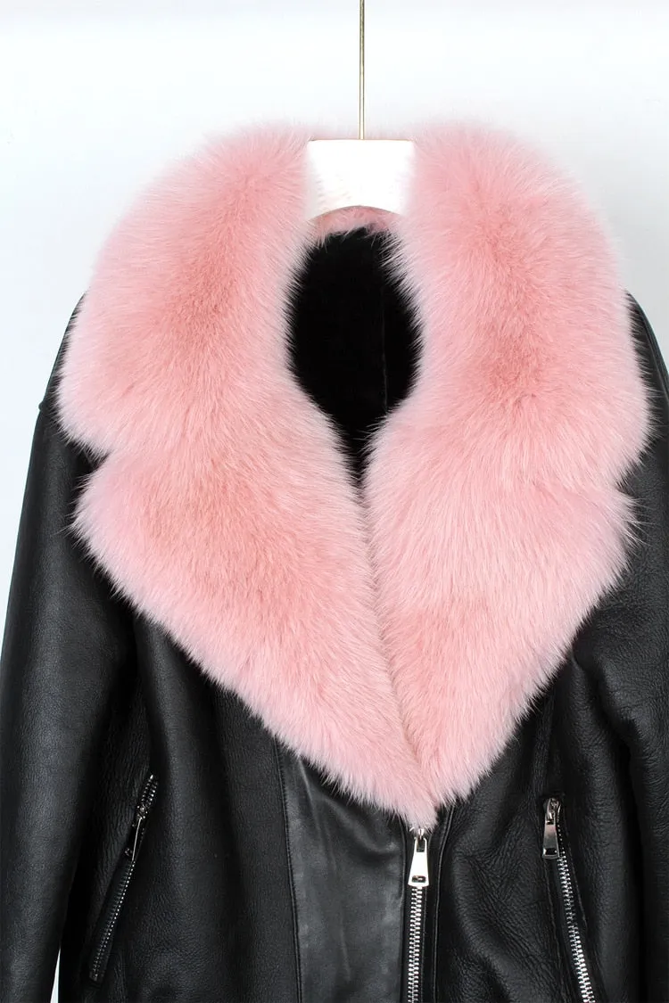 Fox Fur Collar Motorcycle Coats