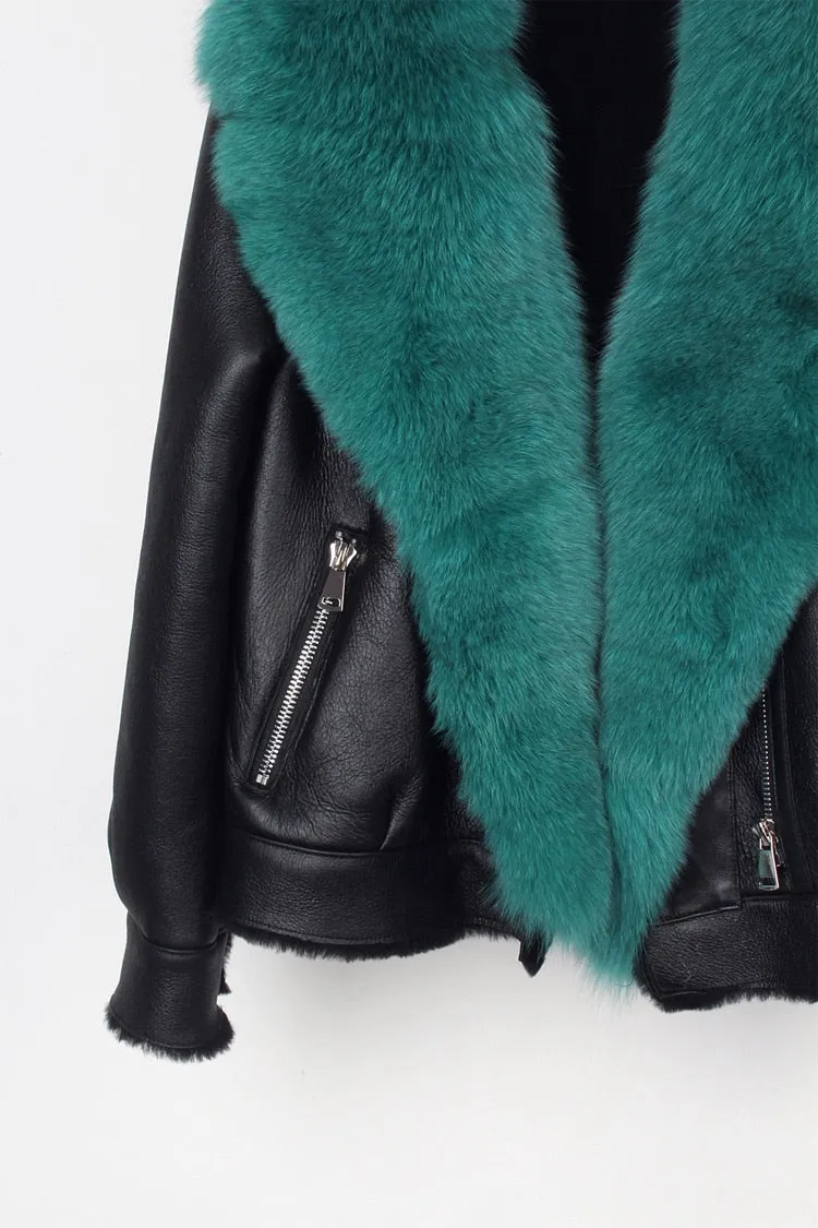 Fox Fur Collar Motorcycle Coats