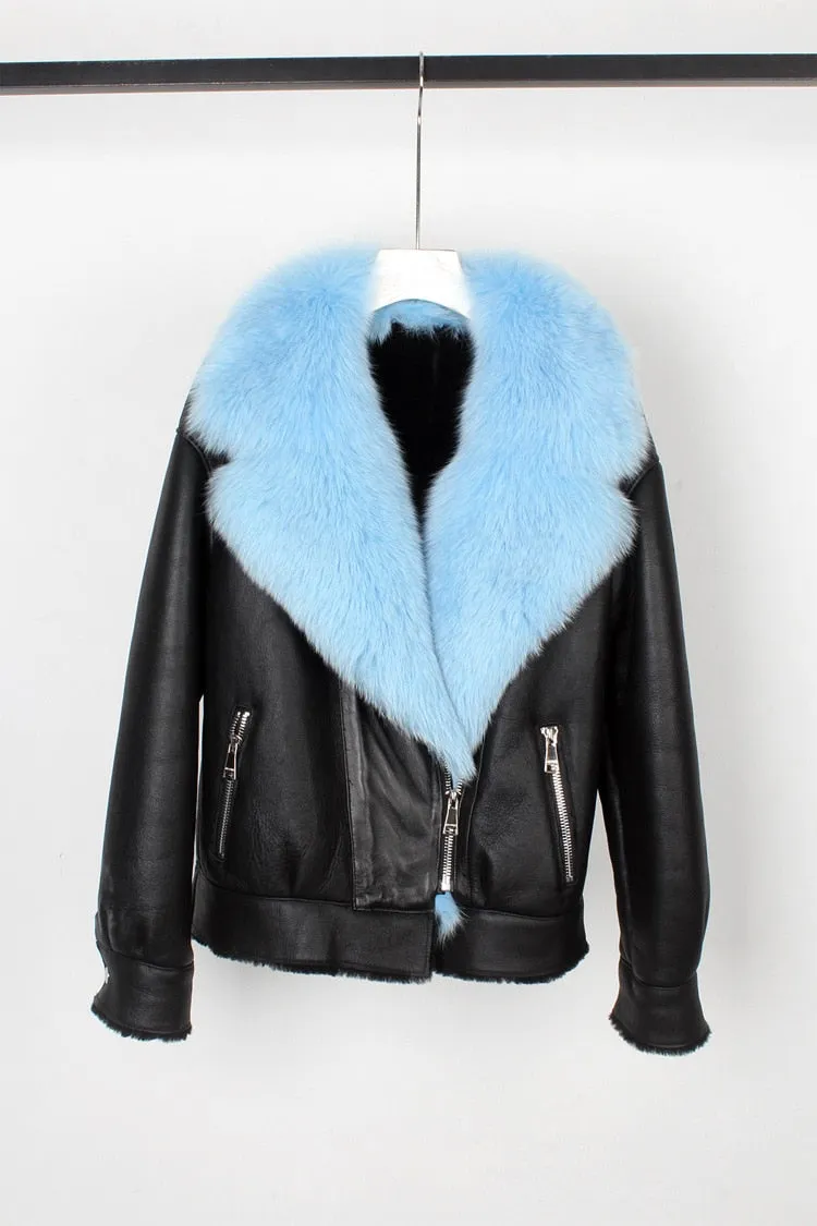 Fox Fur Collar Motorcycle Coats